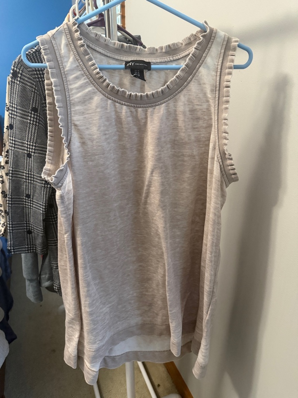 Jones New York Ruffle-Trim Beige Tank Top